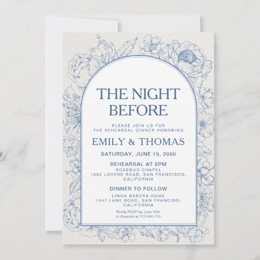 Floral Chinoiserie repetitie diner uitnodiging (Voorkant)