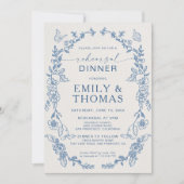 Floral Chinoiserie repetitie diner uitnodiging (Voorkant)