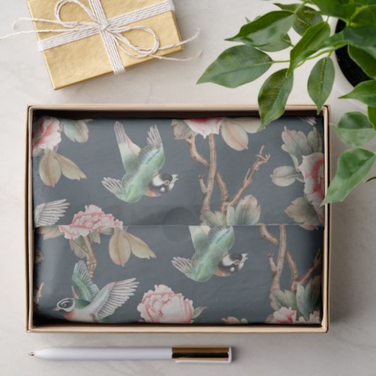 Floral  Chinoiserie Roze ontkoppeling Tissuepapier (Geschenk)