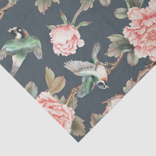 Floral  Chinoiserie Roze ontkoppeling Tissuepapier (Detail)