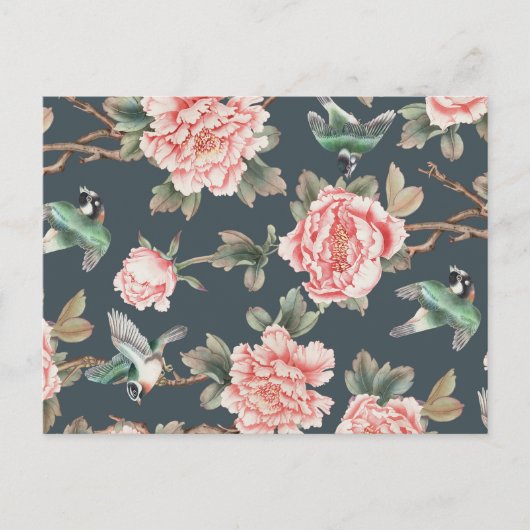 Floral  Chinoiserie Roze - ontvleksel Briefkaart (Voorkant)