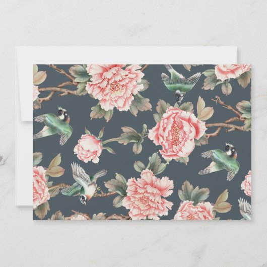 Floral  Chinoiserie Roze - ontvleksel Kaart (Voorkant)