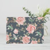 Floral  Chinoiserie Roze - ontvleksel Kaart (Staand voorkant)