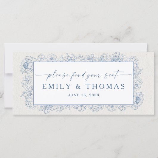 Floral Chinoiserie Trouwhoofd Tafel Teken (Voorkant)