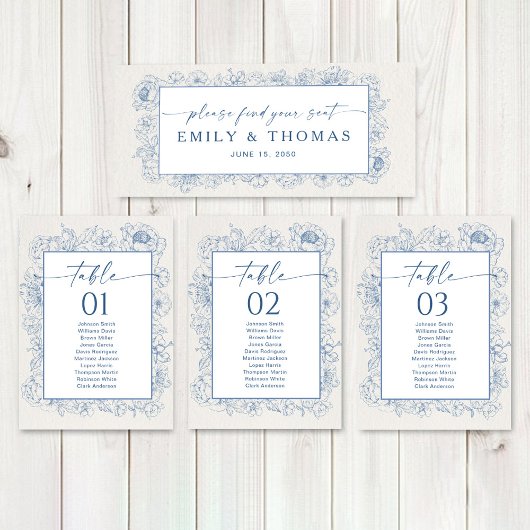 Floral Chinoiserie Trouwhoofd Tafel Teken