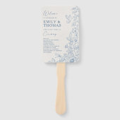 Floral Chinoiserie Trouwprogramma Hand Fan Handwaaier (Voorkant)