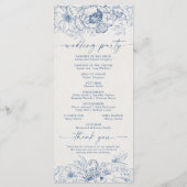 Floral Chinoiserie Trouwprogramma Programmakaart (Achterkant)