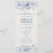 Floral Chinoiserie Trouwprogramma Programmakaart (Voorkant)