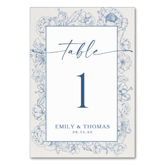 Floral Chinoiserie Trouwtafel Nummer Kaart (Achterkant)