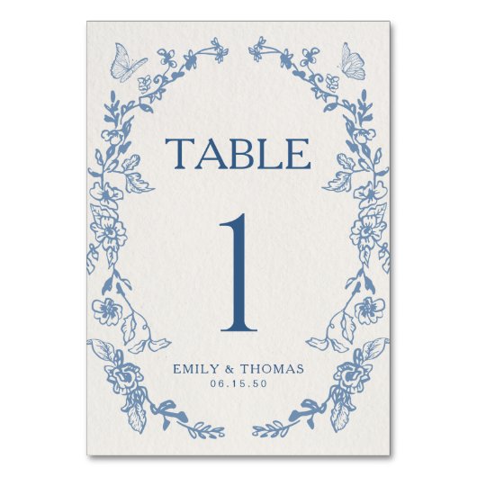 Floral Chinoiserie Trouwtafel Nummer Kaart (Achterkant)