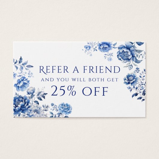 Floral chinoiserie verwijzingskaart visitekaartje (Voorkant)