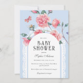 Floral Chinoiserie Victoriaans Baby shower Kaart (Voorkant)