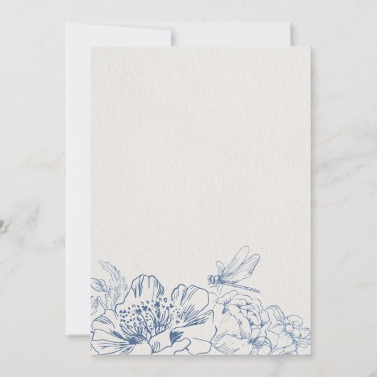 Floral Chinoiserie Wedding Kaart (Achterkant)