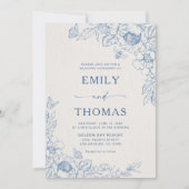 Floral Chinoiserie Wedding Kaart (Voorkant)