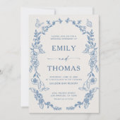 Floral Chinoiserie Wedding Kaart (Voorkant)
