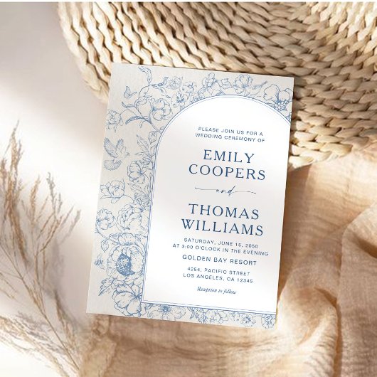 Floral Chinoiserie Wedding Kaart