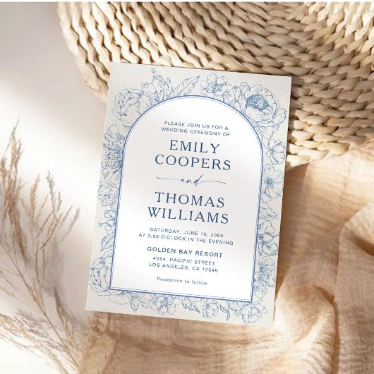 Floral Chinoiserie Wedding Kaart