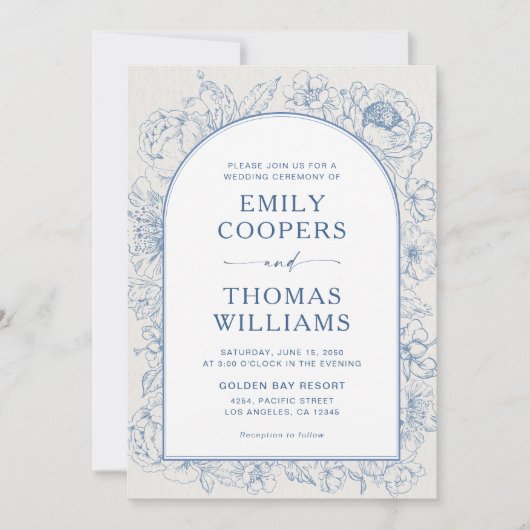 Floral Chinoiserie Wedding Kaart (Voorkant)