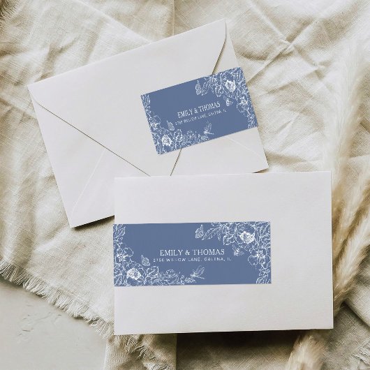 Floral Chinoiserie Wedding Return Adres Label