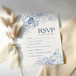 Floral Chinoiserie Wedding RSVP Kaart