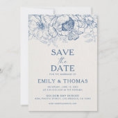 Floral Chinoiserie Wedding Save the Date Kaart (Voorkant)