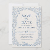Floral Chinoiserie Wedding Save the Date Kaart (Voorkant)
