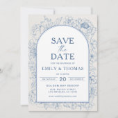 Floral Chinoiserie Wedding Save the Date Kaart (Voorkant)