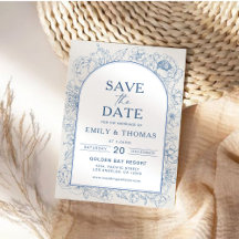 Floral Chinoiserie Wedding Save the Date Kaart