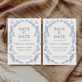 Floral Chinoiserie Wedding Save the Date Kaart