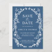 Floral Chinoiserie Wedding Save the Date Kaart (Voorkant)