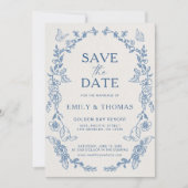 Floral Chinoiserie Wedding Save the Date Kaart (Voorkant)