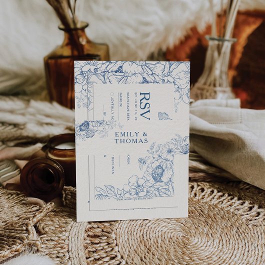 Floral Chinoiserie Wedding Uitnodigingen Wikkel