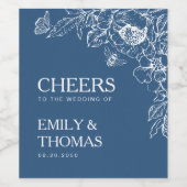 Floral Chinoiserie Wedding Wine Bottle Label Wijn Etiket (Enkel label)