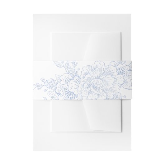 Floral Chintz Chinoiserie Blue Toile Wedding Uitnodigingen Wikkel (Voorkant Voorbeeld)