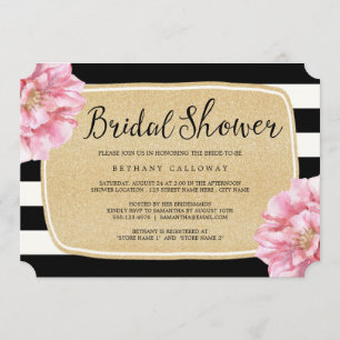 Floral chique bruids douche uitnodiging / champagn