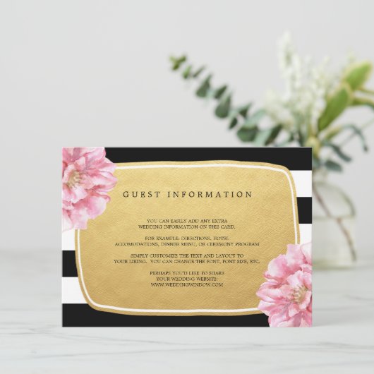 Floral chique bruiloft invoegen Kaart / goud (Staand voorkant)