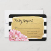 Floral chique bruiloft reactie Kaart / goud (Voorkant)