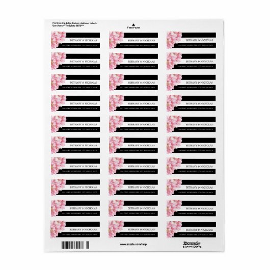Floral chique bruiloft retour adres labels (Full Sheet)