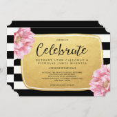 Floral chique bruiloft uitnodiging / goud (Voorkant / Achterkant)