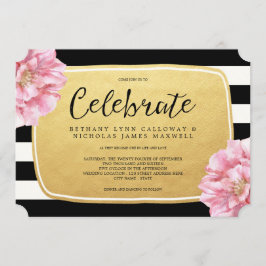 Floral chique bruiloft uitnodiging / goud