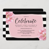 Floral chique bruiloft uitnodiging / roze (Voorkant / Achterkant)