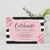 Floral chique bruiloft uitnodiging / roze (Staand voorkant)