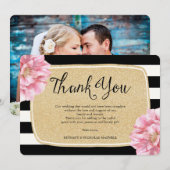 Floral chique foto dank u kaart / champagne (Voorkant / Achterkant)