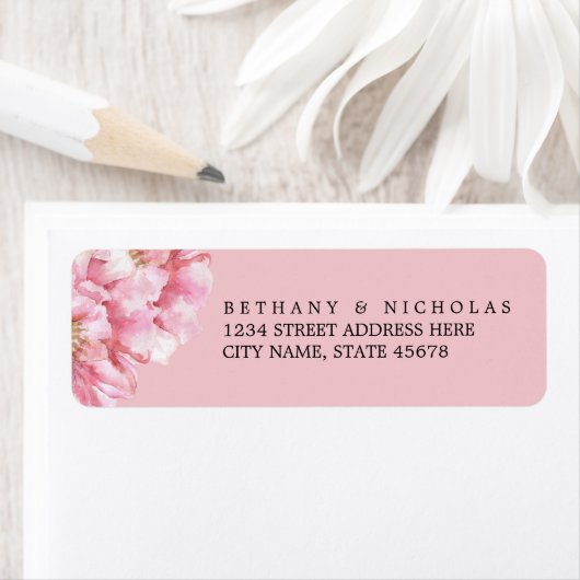 Floral chique retour adreslabels / roze etiket (Insitu)