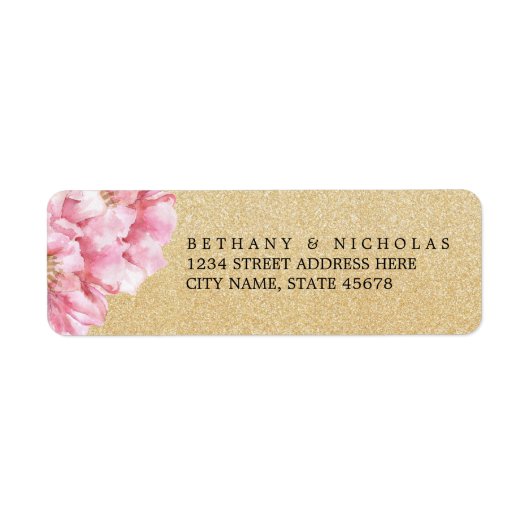 Floral chique retouradres labels / champagne (Voorkant)