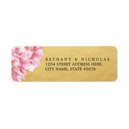 Floral chique retouradres labels / goud (Voorkant)