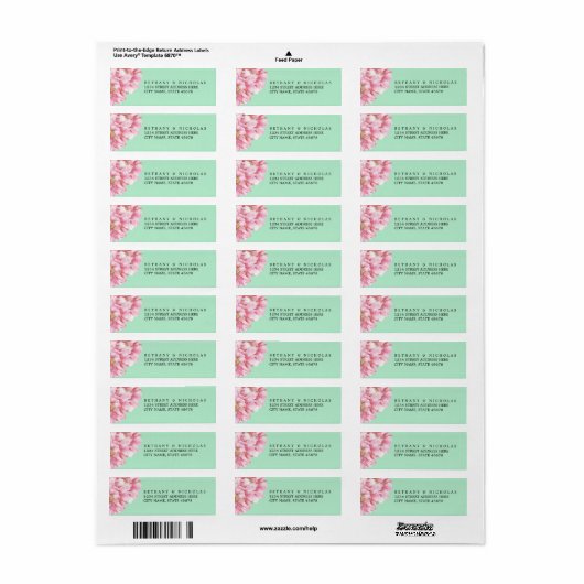 Floral chique retouradres labels / munt (Full Sheet)