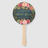 Floral chique rozen vrijgezellenfeest welkome guns handwaaier (Voorkant)