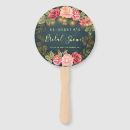 Floral chique rozen vrijgezellenfeest welkome guns handwaaier