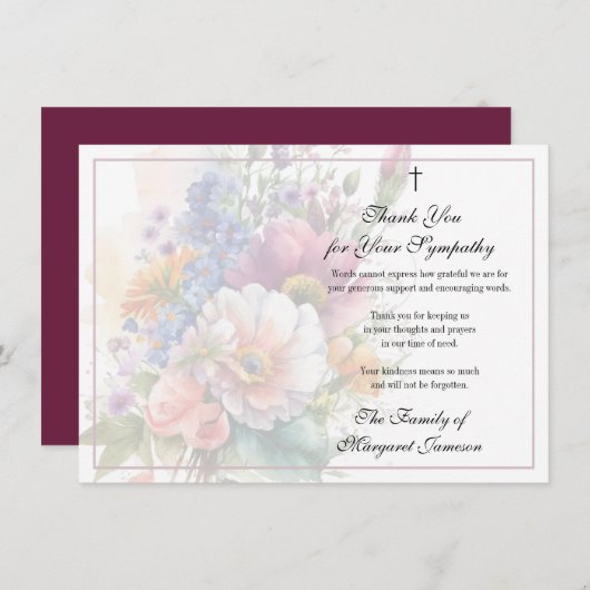 Floral Christelijk begrafenissympathie bedankt (Voorkant / Achterkant)